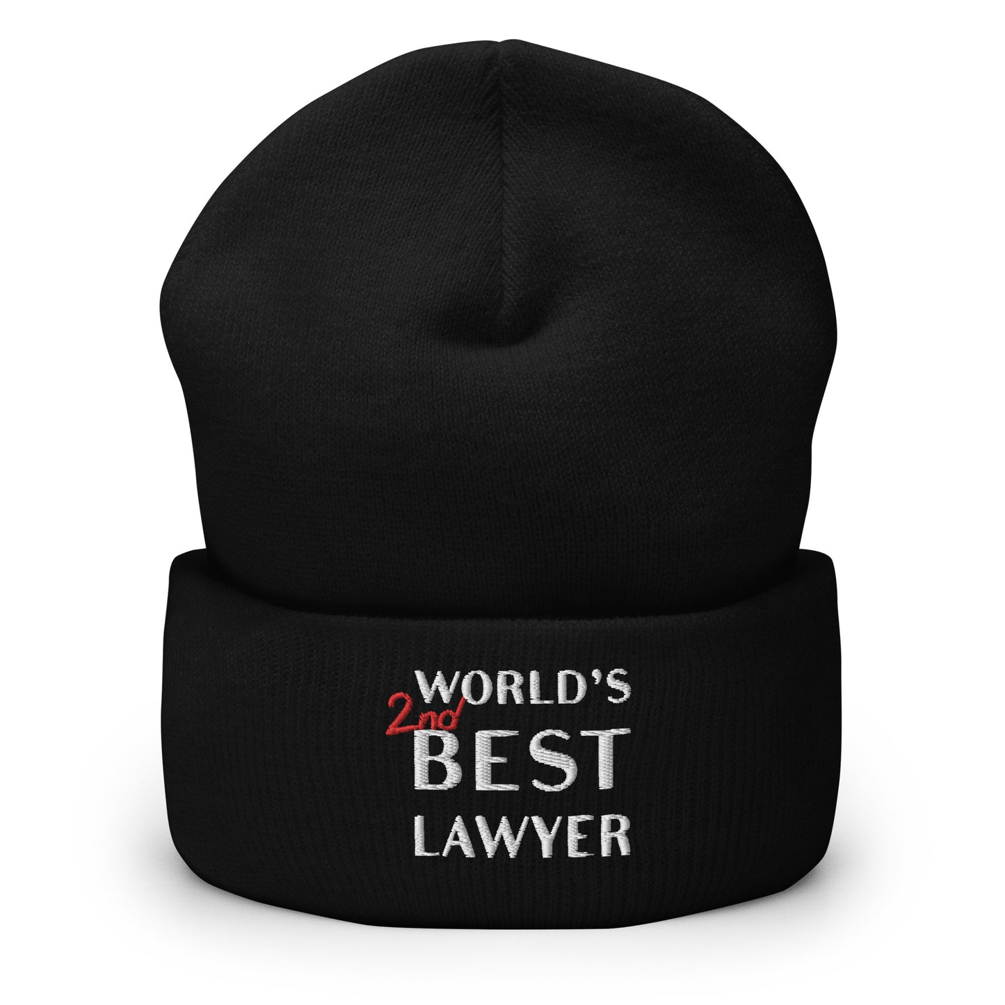 World's 2nd Best Lawyer Embroidered Beanie Hat, Funny Lawyer Gift