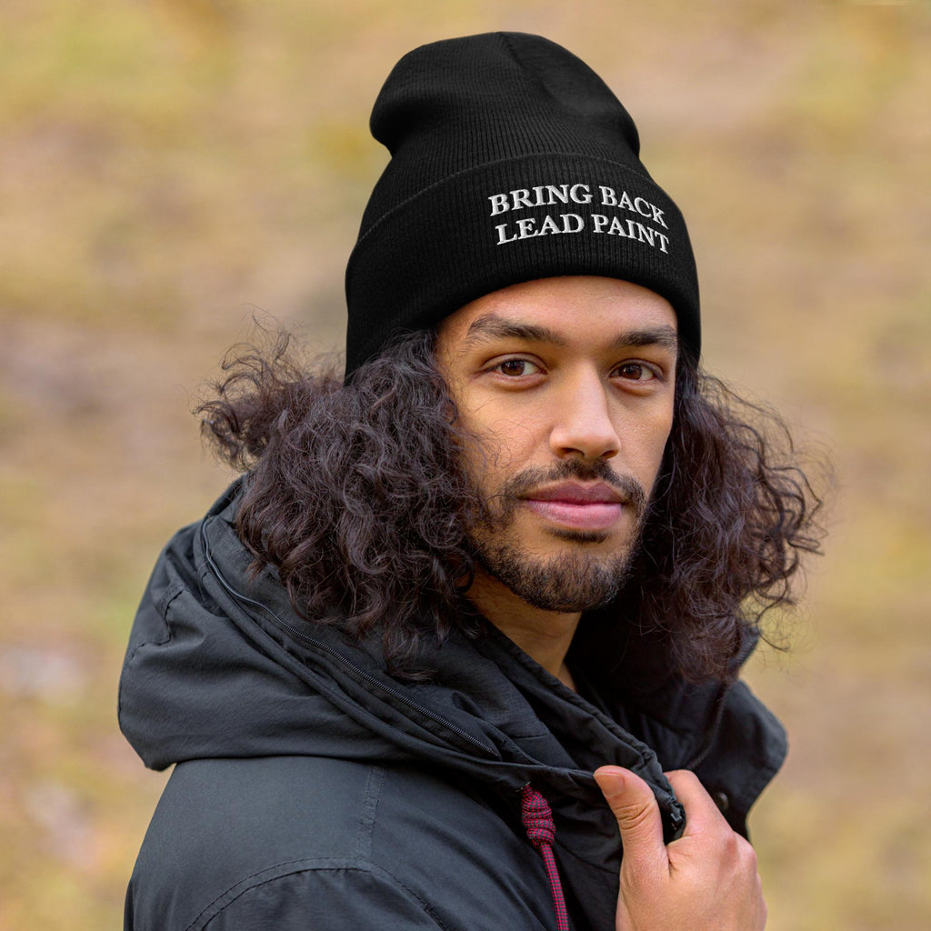 Black Bring Back Lead Paint embroidered beanie - anti-woke meme hat Gen Z