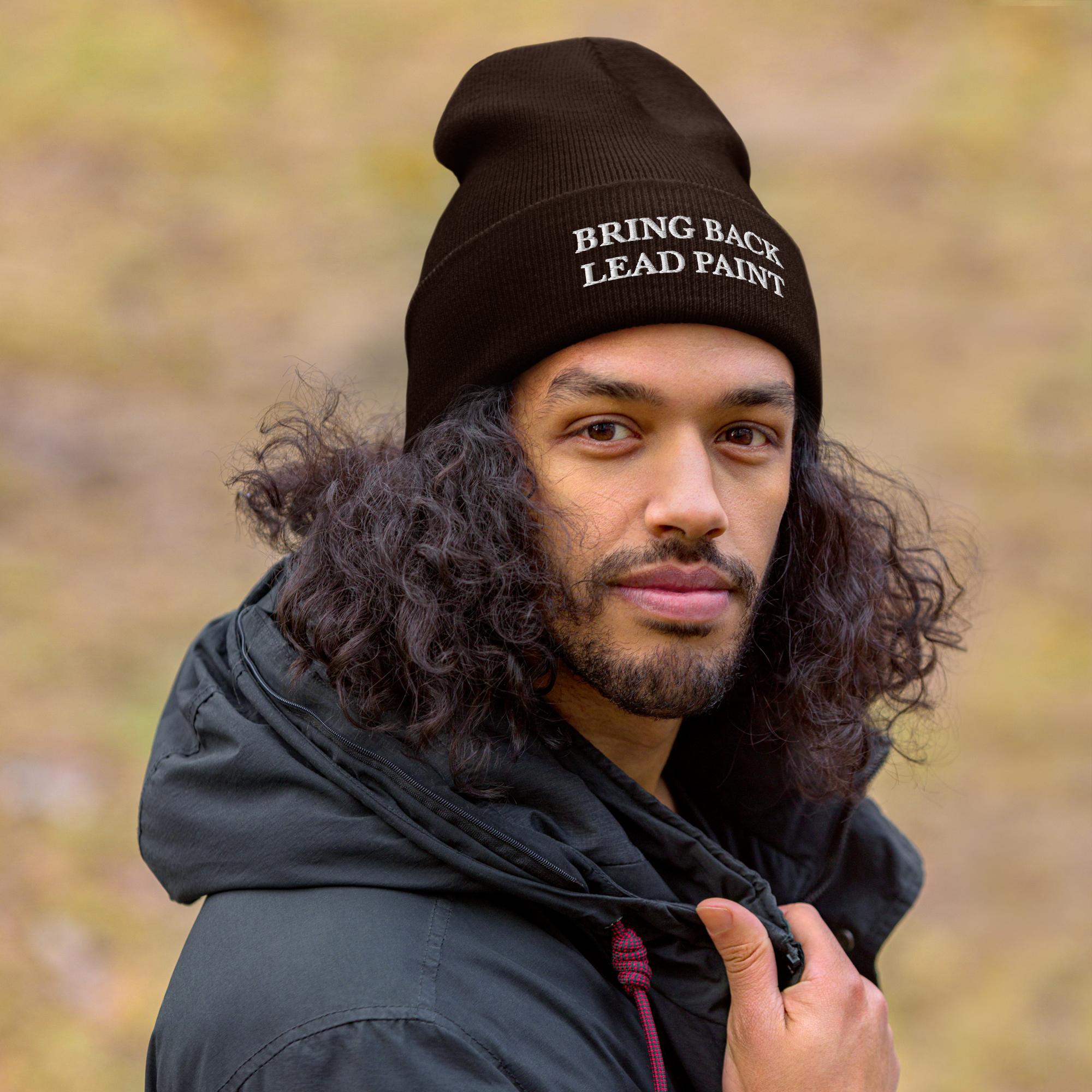 Brown Bring Back Lead Paint embroidered beanie - anti-woke meme hat Gen Z