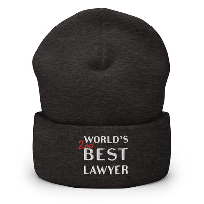 World's 2nd Best Lawyer Embroidered Beanie Hat, Funny Lawyer Gift