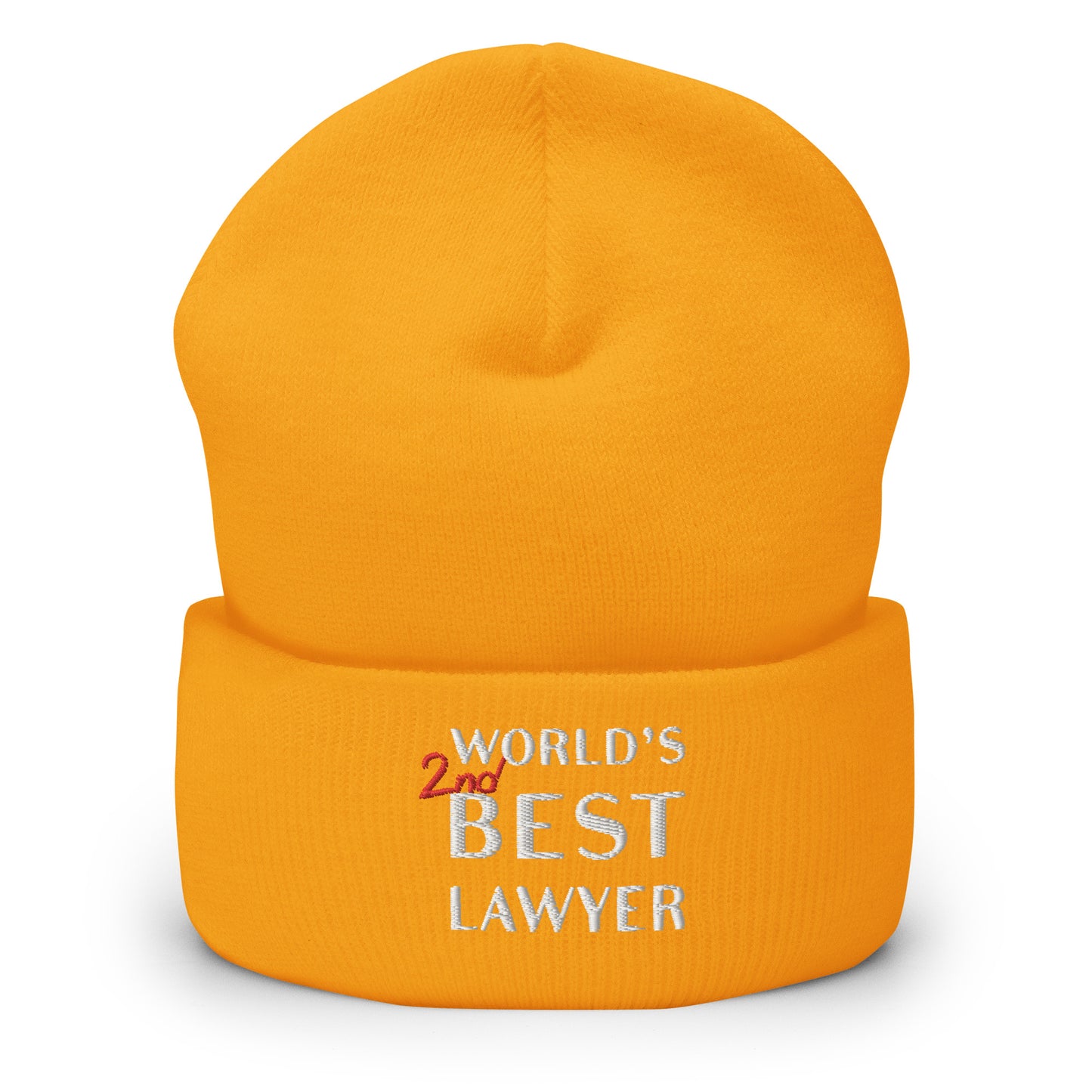 World's 2nd Best Lawyer Embroidered Beanie Hat, Funny Lawyer Gift