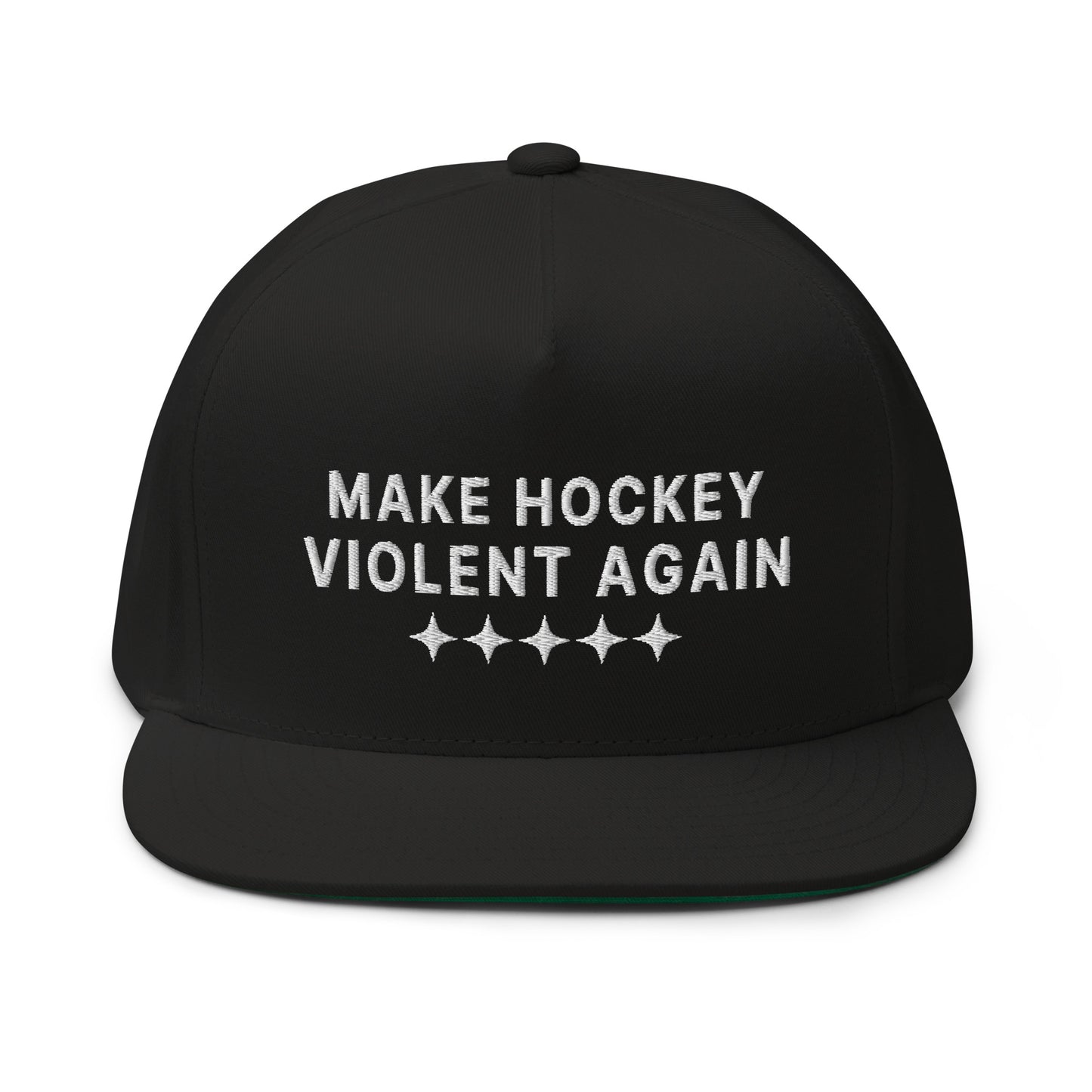 Make Hockey Violent Again Flat Bill Cap, Gift Hockey Fan