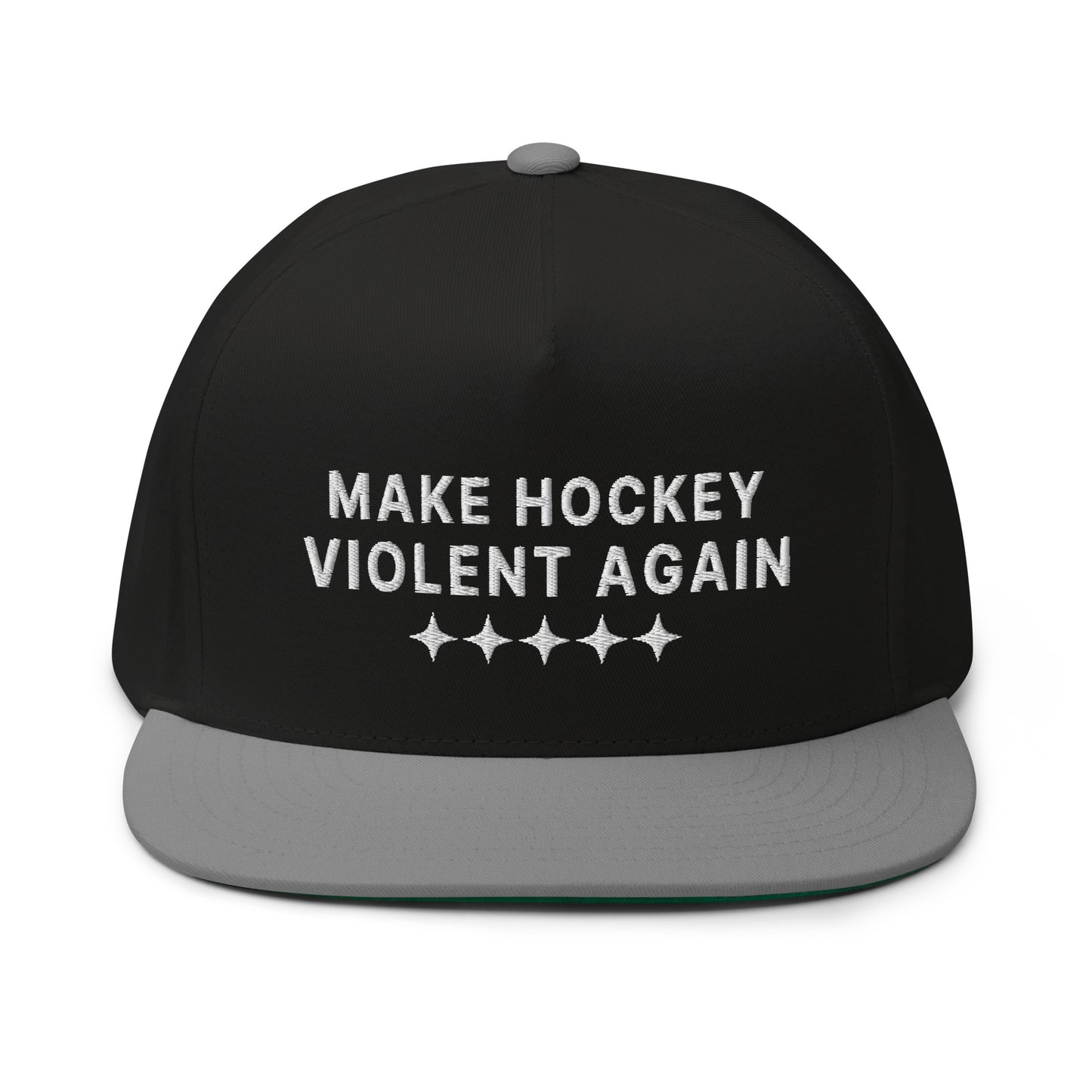 Make Hockey Violent Again Flat Bill Cap, Gift Hockey Fan