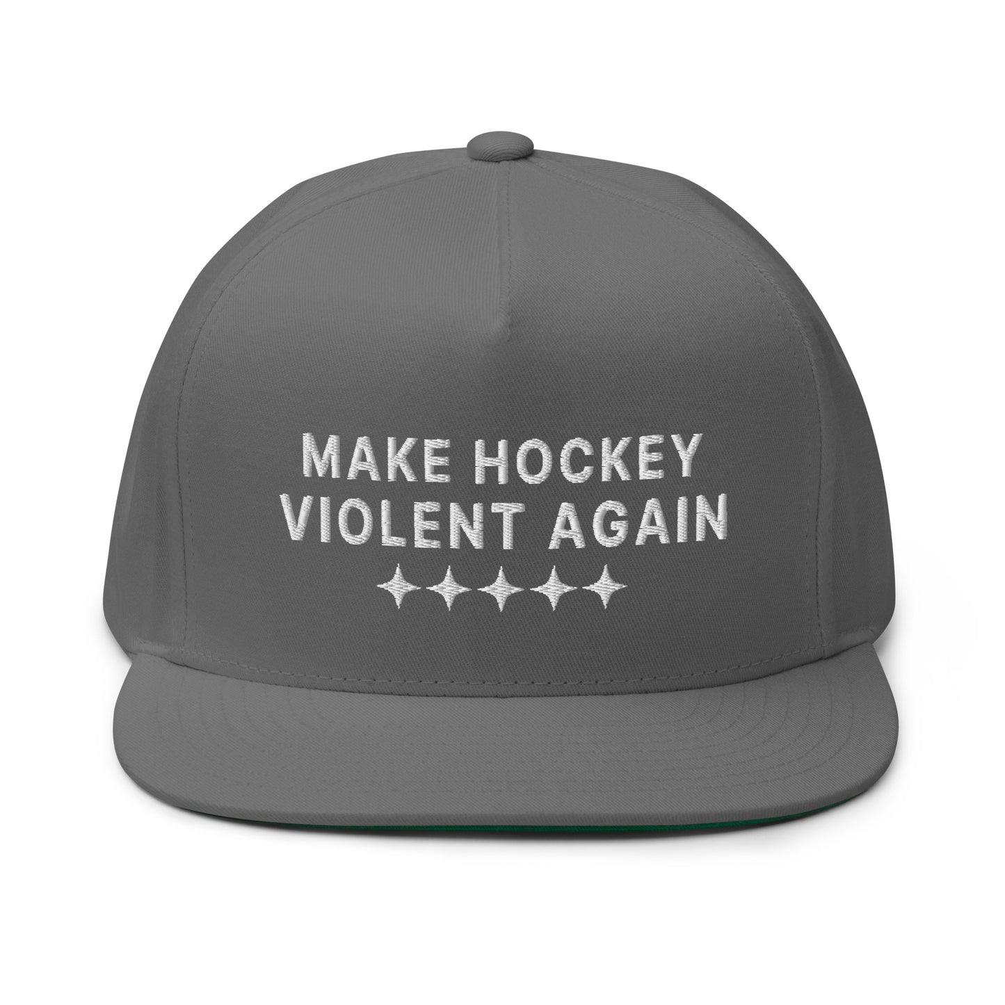 Make Hockey Violent Again Flat Bill Cap, Gift Hockey Fan