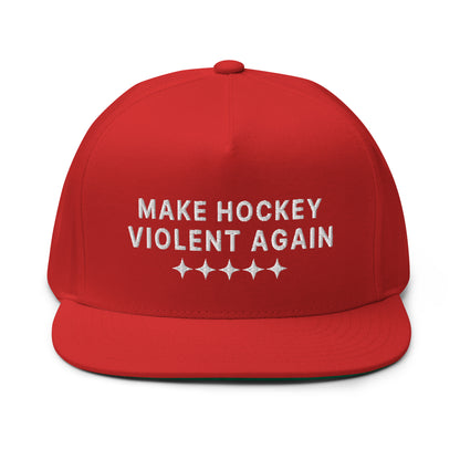 Make Hockey Violent Again Flat Bill Cap, Gift Hockey Fan