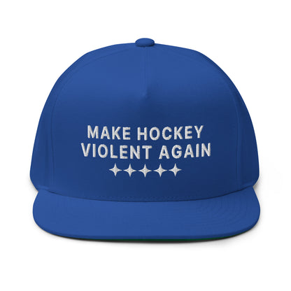 Make Hockey Violent Again Flat Bill Cap, Gift Hockey Fan